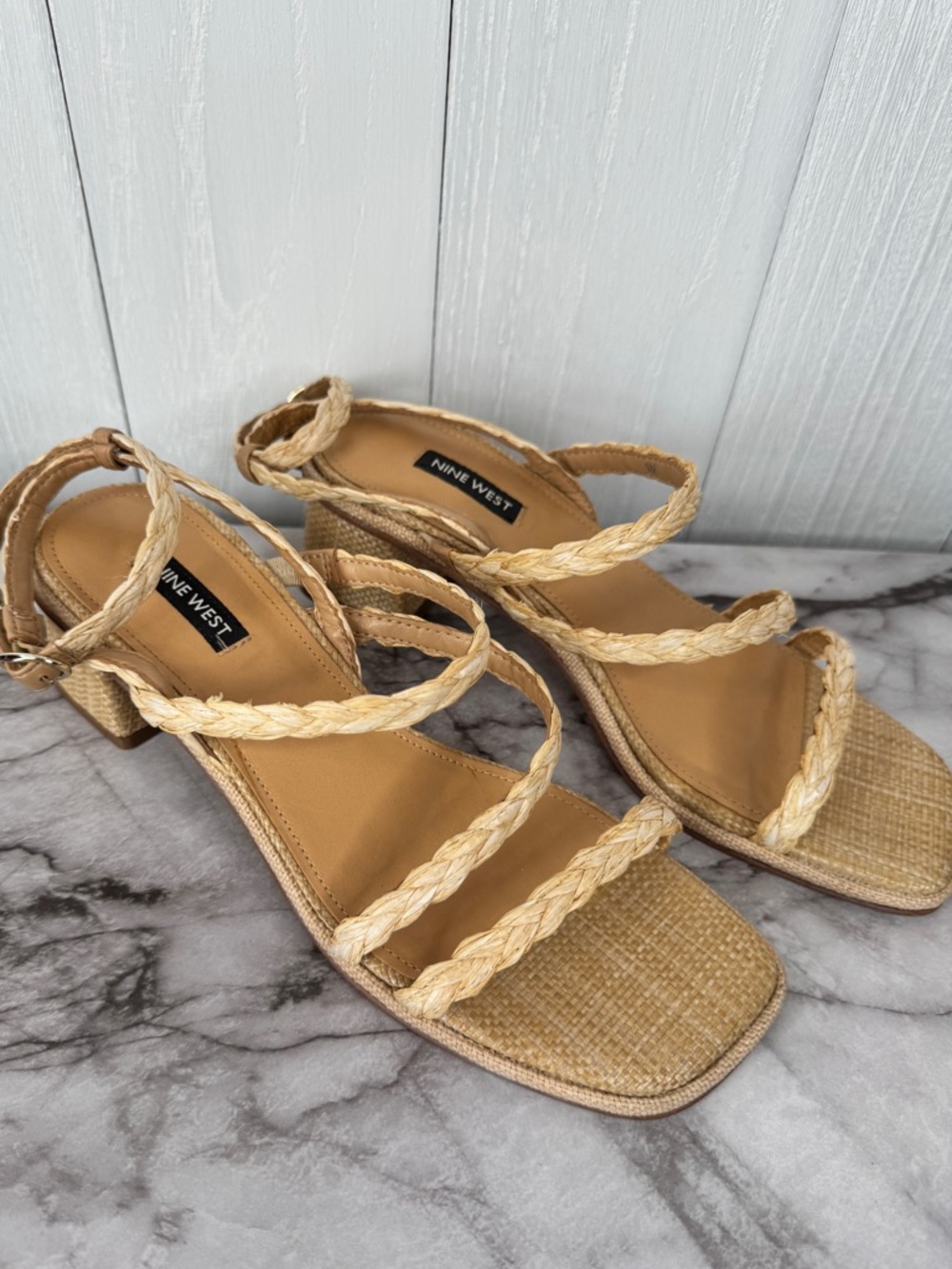 Nine West Emolly Raffia Block Heel Sandals - Picture 4 of 12